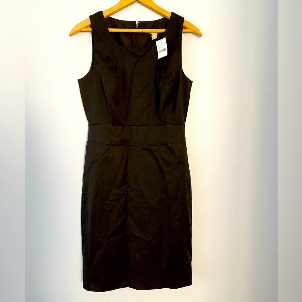 NWT J. Crew Factory Black Wool Blend Sheath Dress, Size 2, Lined Career Workwear